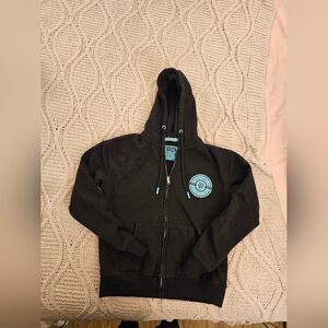 Dixxon Women's S Black Crop Hoodie Graphic Full Zip